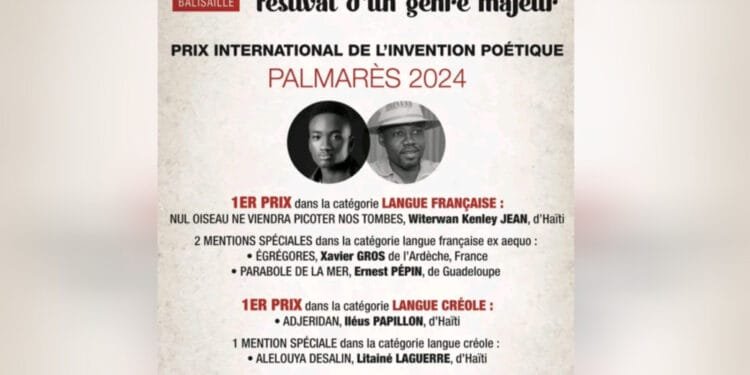 Prix international de l'invention poétique 2024 : Witerwan Kenley Jean et Iléus Papillon les grands gagnants !